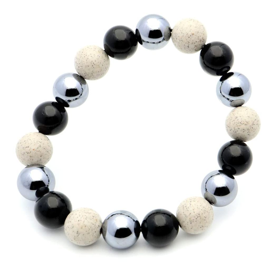 Terahertz Ore Hokutolite Morion Black Crystal Bracelet Power Stone 12mm Inner Circumference [GOLD STONE] Approx. 18.5cm