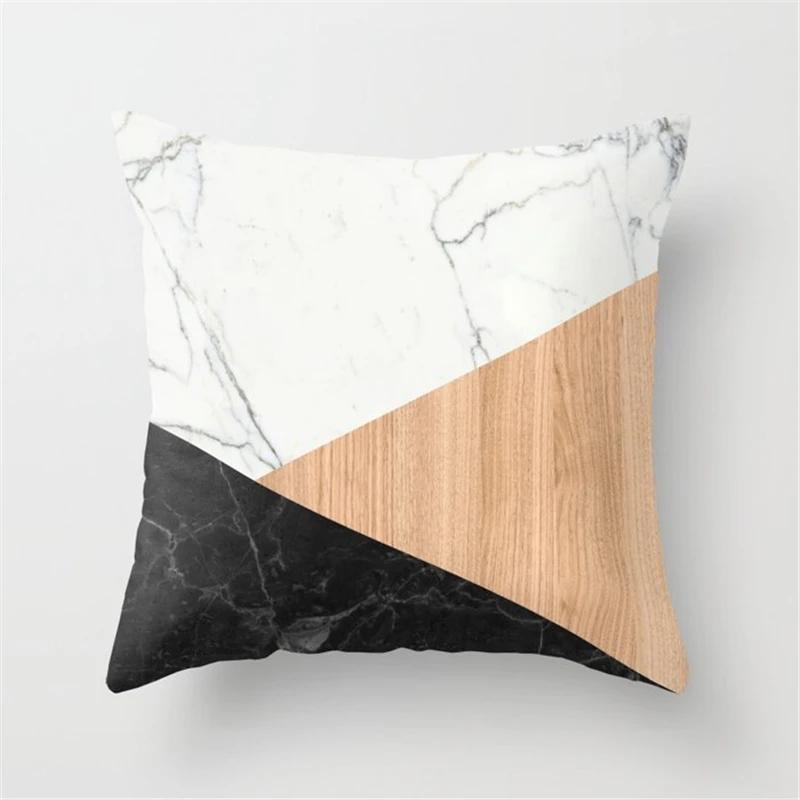 Подушка для дивана в фермерском стиле с рисунком под дерево и мрамором, модная наволочка с геометрическим узором