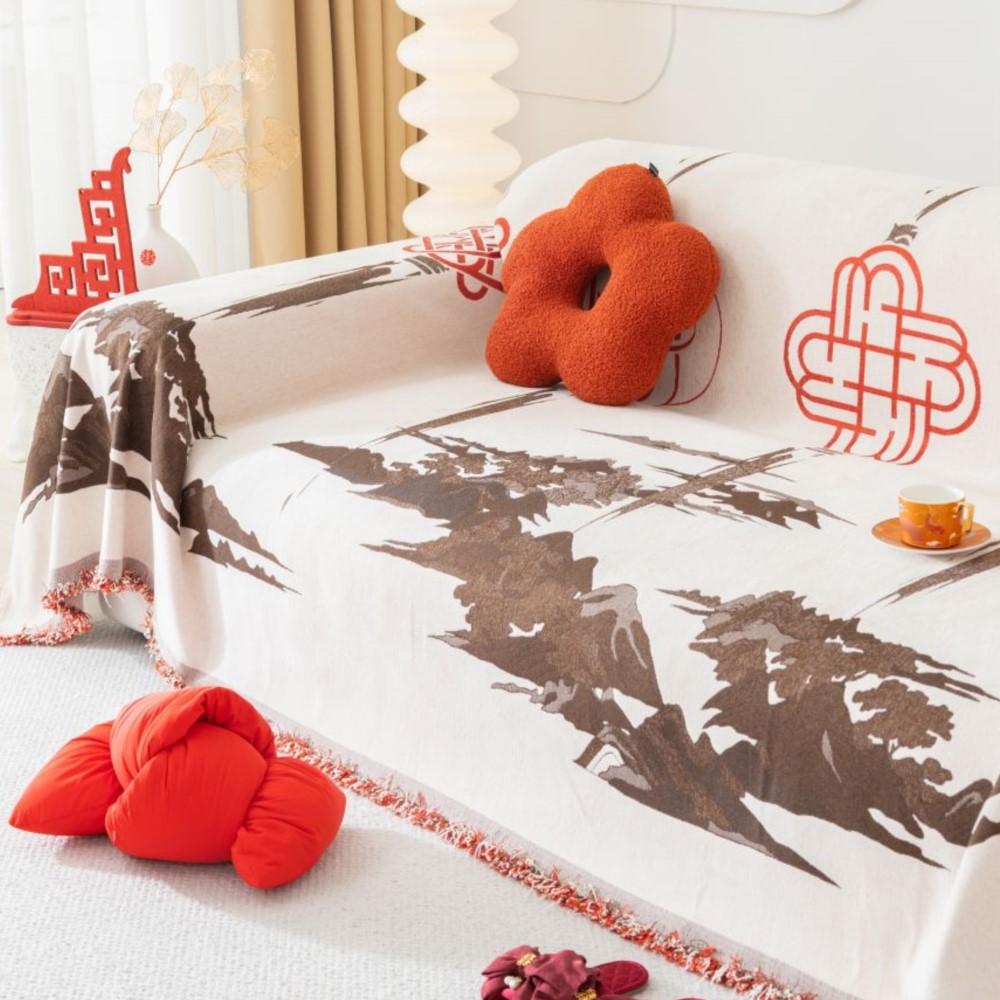 Китайский Новый год красный диванный чехол полотенце 2024 новый диван подушка ленивый цельный из четырех сезонов универсальный шенилл одеяло ковер