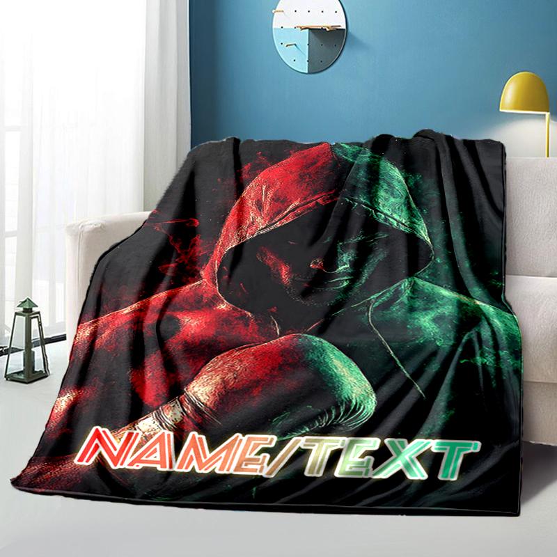 1PC Custom Name Power Hoodie" flannel blanket versatile,all-season throw suitable for the living room,bedroom,camping,travel,and gift