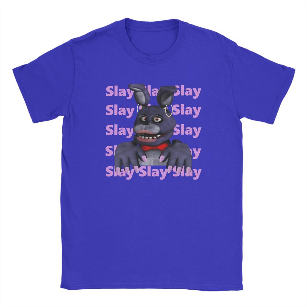 Мем Fnaf slay на месячных Мужские футболки FNAF At Freddys Футболка с коротким рукавом Круглый вырез Футболка Чистый хлопок Летняя одежда