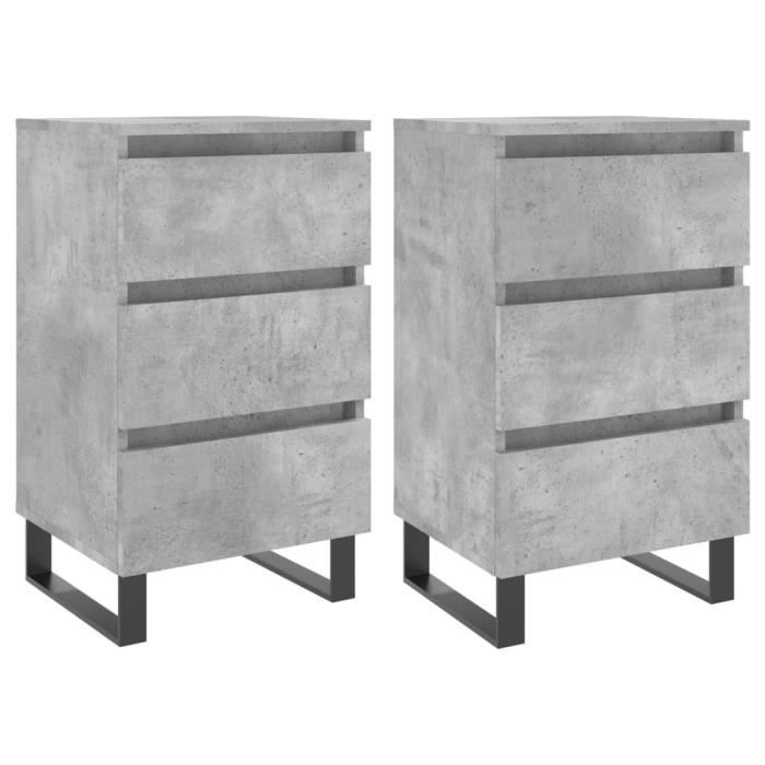 VidaXL Bedside Tables 2 Pcs Concrete Grey 40x35x69 Cm Engineered Wood 826949