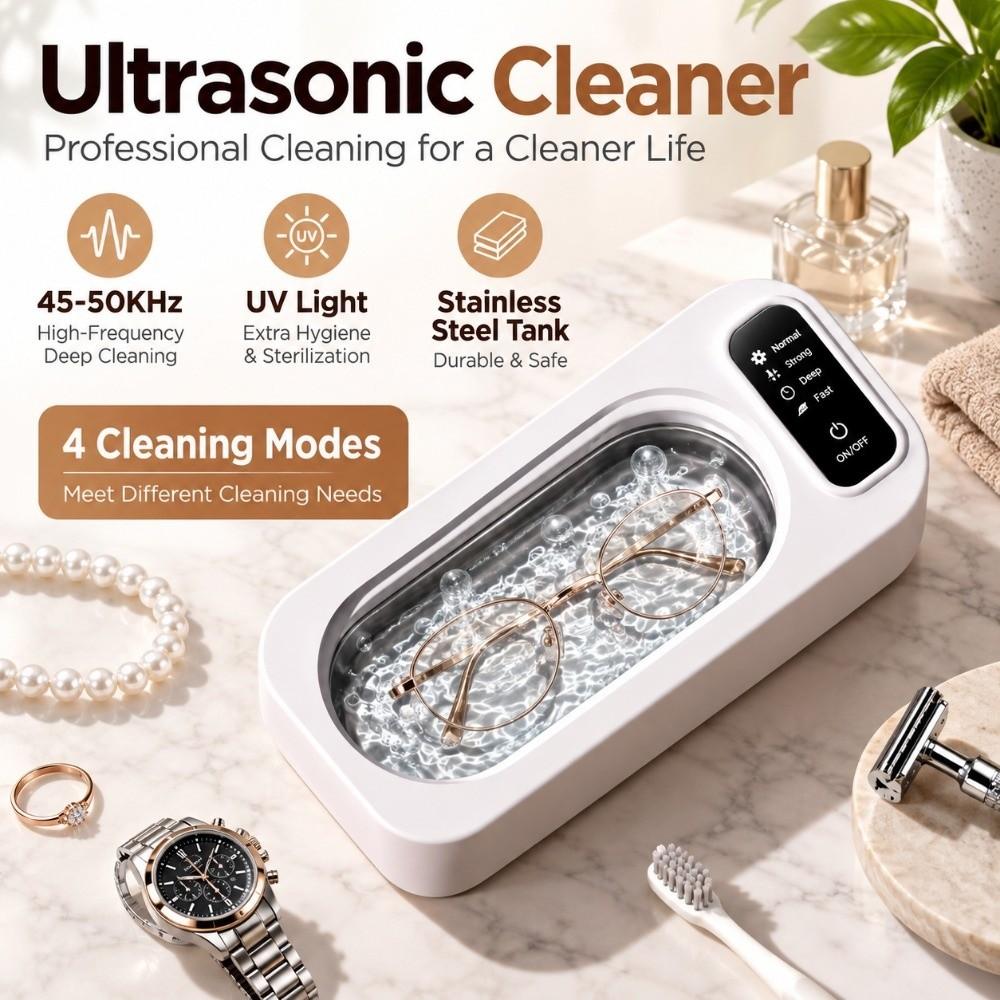 45-50KHz Ultrasonic Cleaner UV Light Jewelry Cleaner Eyeglass Cleaning Machine for Braces