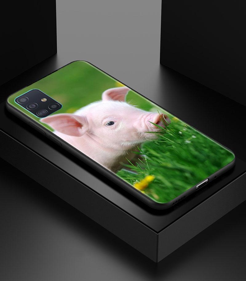 Милый розовый чехол для телефона с домашним питомцем и поросенком для Samsung Galaxy A51 A71 A21S A12 A11 A31 A52 A41 A32 A72 A01 A22 A03S A13 5G, черный чехол