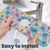 Kitchen Faucet Mat 15 x 5.5 Inch Colorful flowers Faucet Draining Mat Farmhouse Absorbent Drying Mat Sink Splash Guard Behind Faucet Drip Catcher for