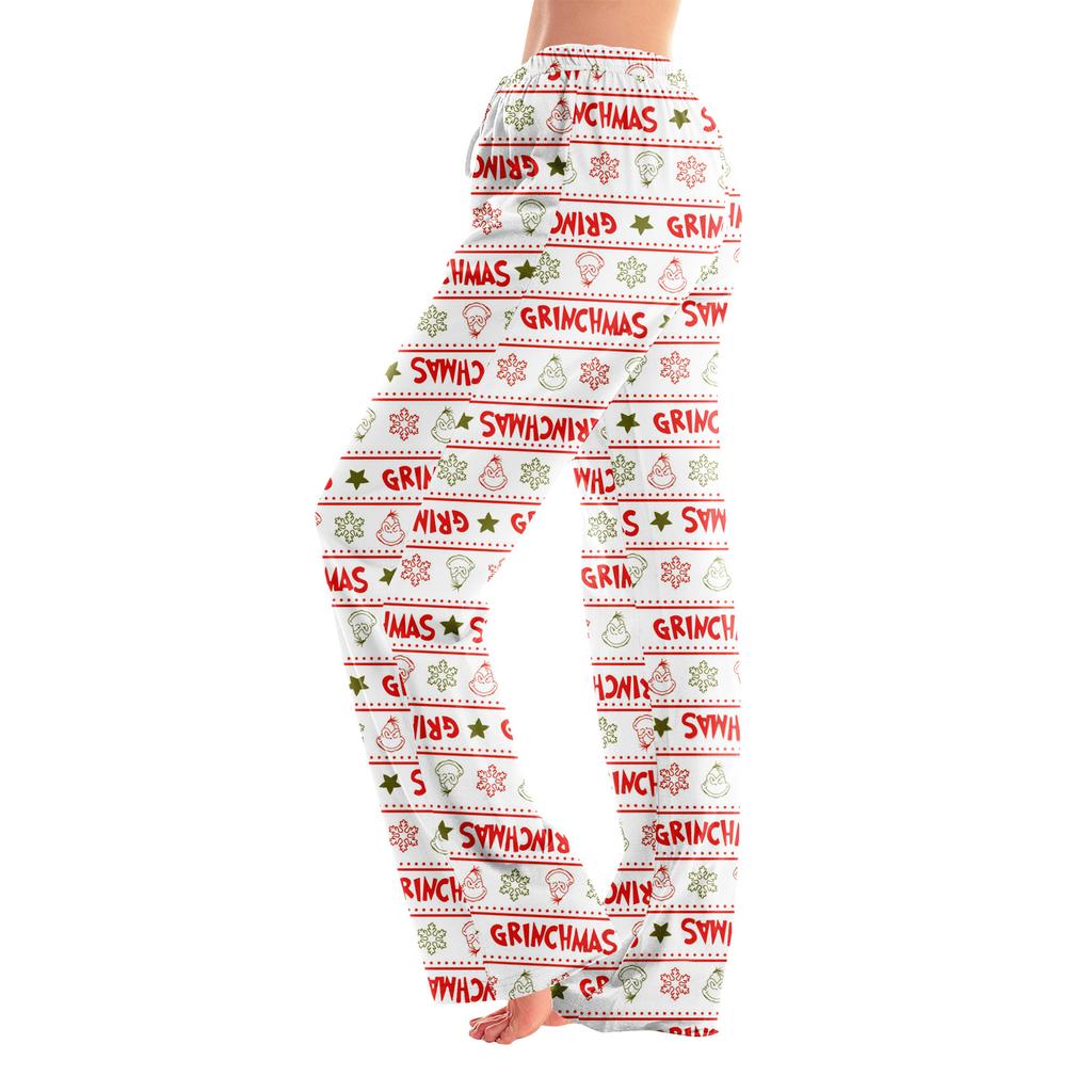 Pajama Pants Sleepwear Casual Drawstring Elastic Waist Pants Comfy Straight Yoga Loose Trousers