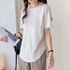 Mid-length Short-sleeved T-shirt for Women In Summer New Loose Large Size Irregular Top Curved Hem Base Shirt