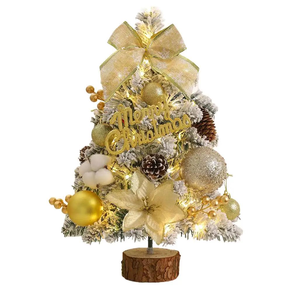 45cm Mini Christmas Tree Home Decoration PVC Artificial Party New Tree Small Battery Ornaments -No Xmas Christmas U4C2
