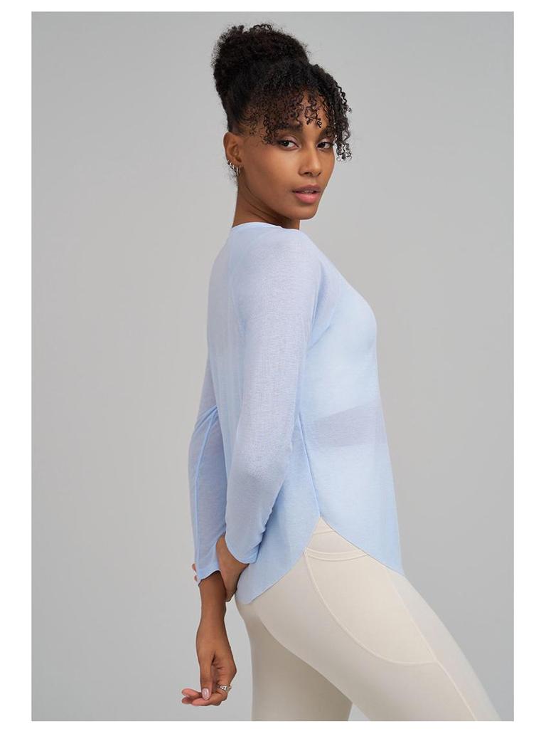 Huaton Женский Осенне-Зимний Сетчатый Утягивающий Топ для Йоги с Длинным Рукавом, Быстросохнущий, для Фитнеса и Бега