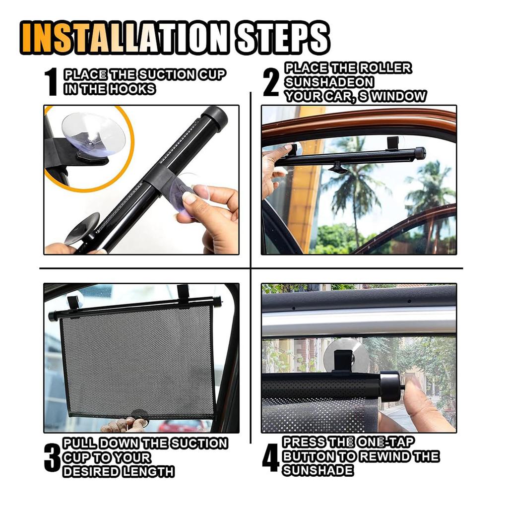 2PCS Car Window Shades for Baby, 18"×15" Retractable Car Shades for Side Window with Suction Cups,  Heat and UV Rays  , Baby Auto Accessor