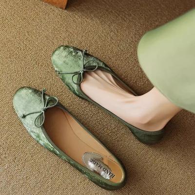 Женские повседневные балетки без шнуровки с круглым носком и закрытым носком, повседневные туфли на плоской подошве с бантом, женские удобные рабочие нарядные туфли на плоской подошве, прогулочная обувь