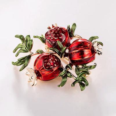 Красная эмаль, гранат, броши для женщин, сплав, фрукты, повседневная свадебная брошь, булавки, подарки