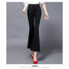 Korean Fashion 2022 Summer High Waist Women's Beading Split Up Capris Pants for Women Skinny Flare Pants Woman Trousers Black