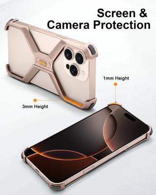 Oatsbasf Безрамочный Металлический X-образный Чехол для Телефона для iPhone 16 Pro/Pro Max Алюминиевый Сплав Минималистичный Ударопрочный Защитный Чехол