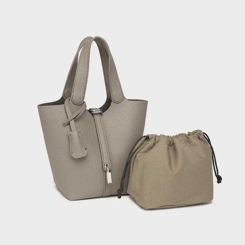 Универсальная сумка-ведро с текстурированным узором личи 2024 года — модная сумка через плечо для женщин и для поездок на работу и для мам с детьми