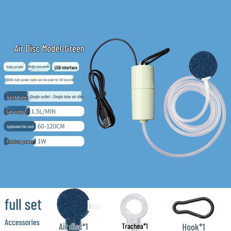 USB Rechargeable Silent Submersible Fish Tank Aerator Pump for Outdoor and Indoor Use