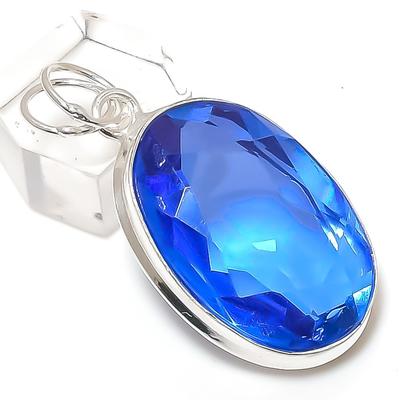 Подвеска из стерлингового серебра 925 пробы с драгоценным камнем Swiss Blue Topaz 1,81 дюйма