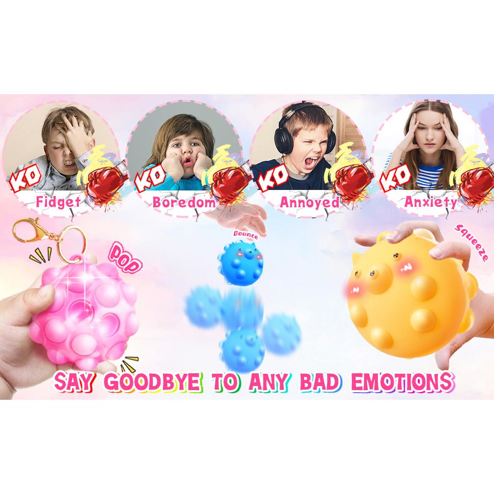 3 шт., игрушки-поп-мячи, шарики для снятия стресса, сенсорные игрушки для сжатия, 3D силиконовые поп-пузыри, прыгающие шарики для снятия стресса, снятие тревоги и стресса для девочек и детей