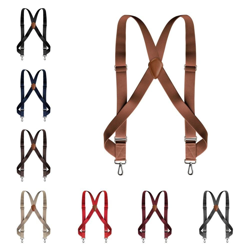 Retro Leather Suspenders Metal Clip Suspender Clip Simple Suspenders for Men Gift