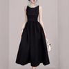 2024 European Summer Black Hepburn Style Slim Dress - Women's Light Luxury Vest Dress