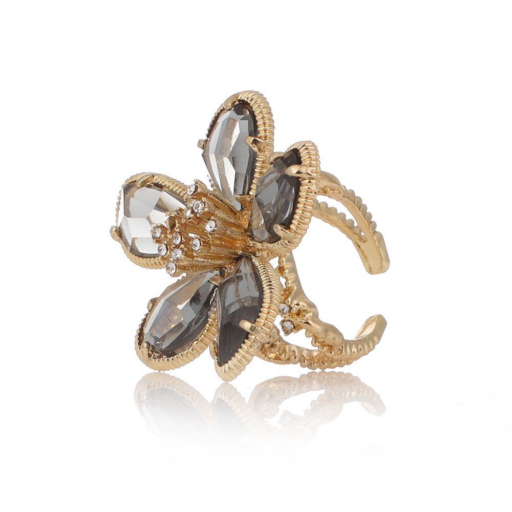 Женское Девушка Блеск Преувеличенное Сказочное Кольцо Стразы Цветок Открытое Регулируемое Большое Цветок Кристальное Кольцо