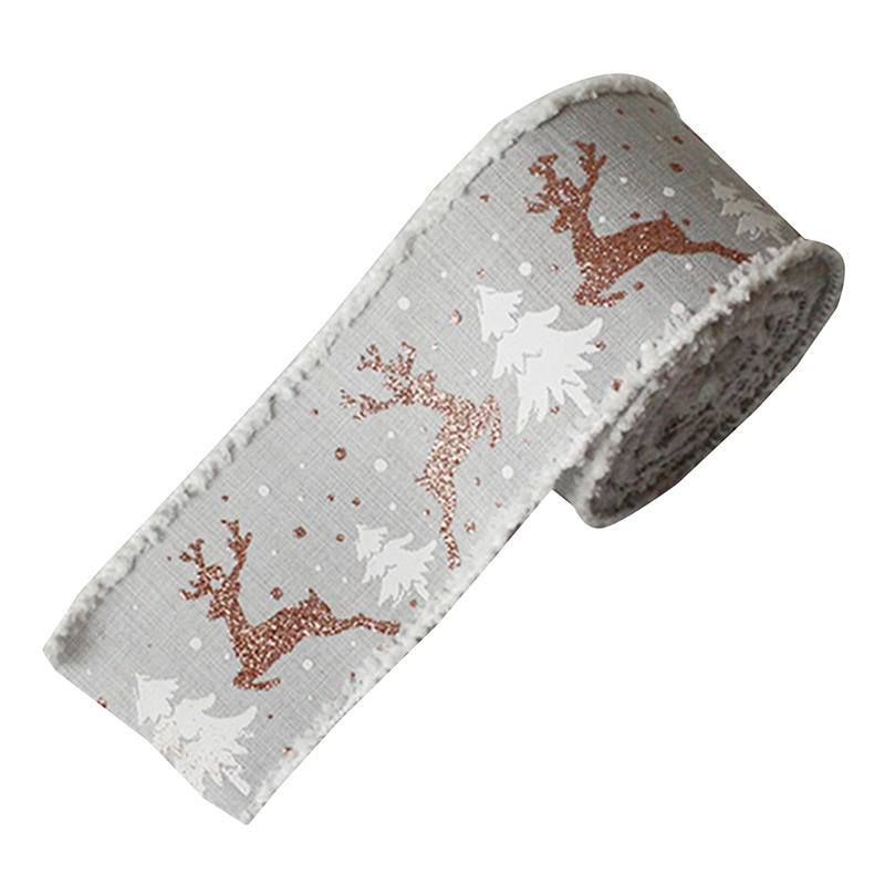 Милая оленья проволочная лента, ленты для рукоделия, гирлянда, ленты для упаковки подарков, рождественская мешковинная лента для украшения елки, домашний декор