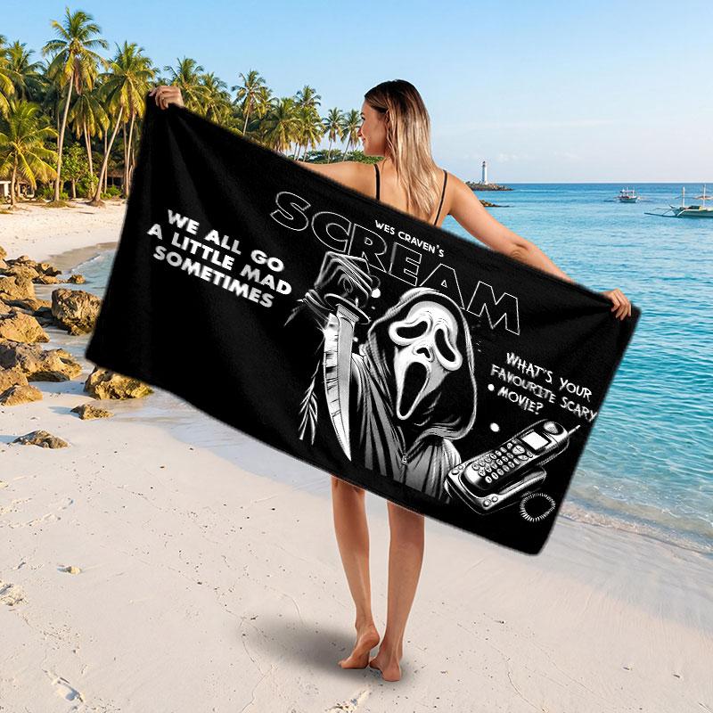 Large Beach TowelScream Ghostface Soft Absorbent Towel Beach Bath Home Use