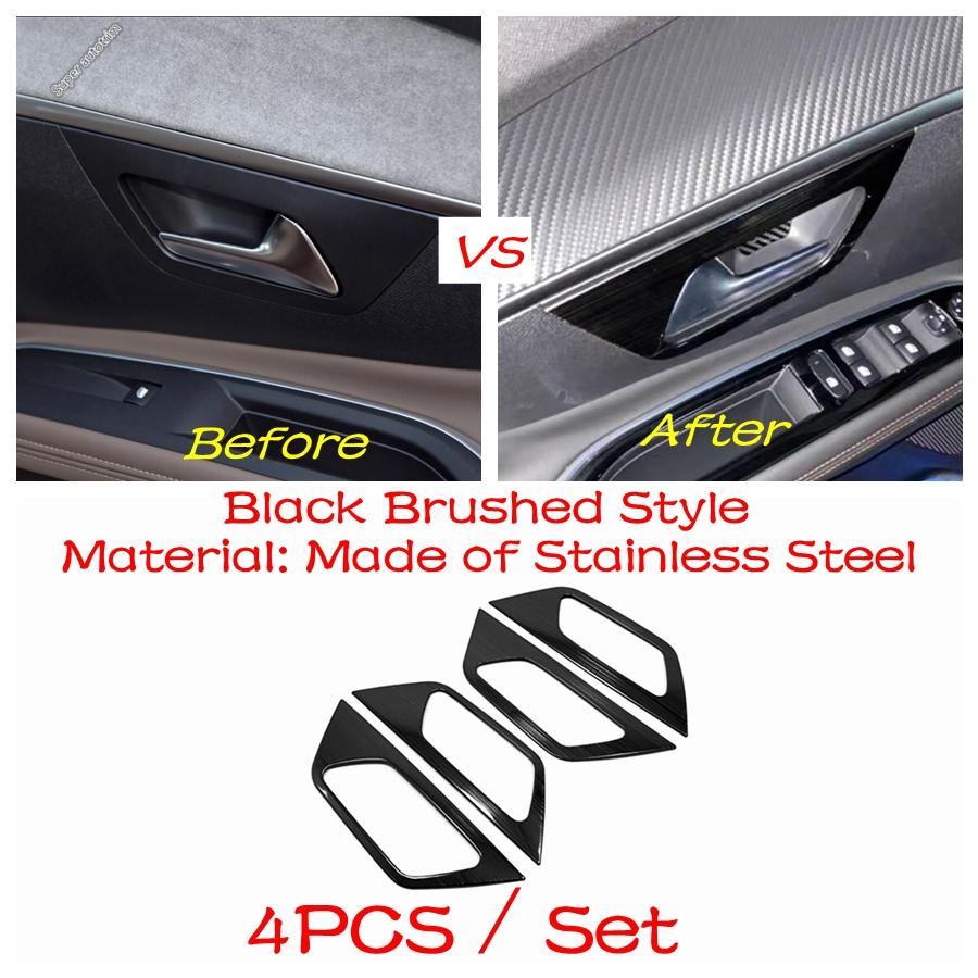 Car Inner Door Handle Bowl Frame Cover Trim Fit For Peugeot 3008 5008 GT 2017 - 2025 ABS / Stainless Steel Accessories Interior