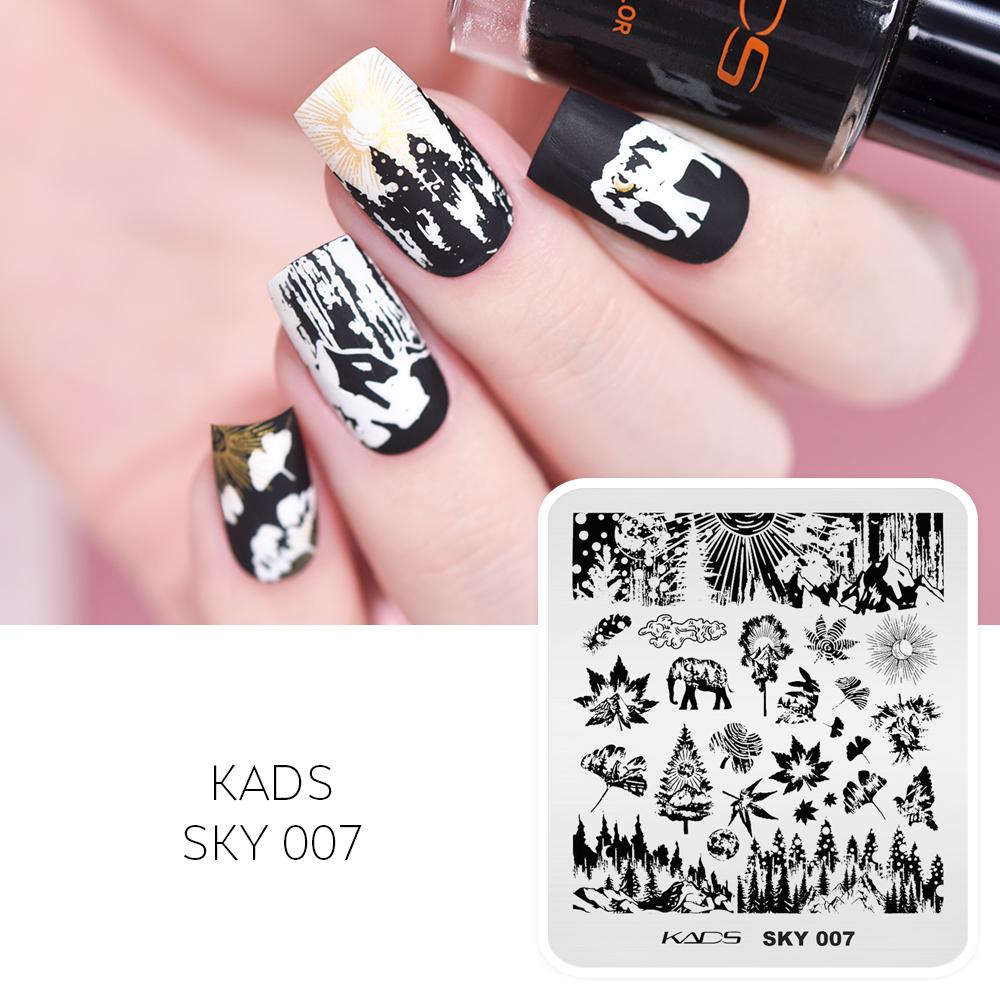 kads Пластина для штамповки ногтей Sky 007 Шаблон для печати на ногтях Трафарет Маникюрный инструмент для ногтей