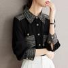 Spring Autumn Design Office Lady Work Wear Blouse and Tops Long Sleeve Patchwork Clothes