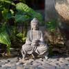 Solar Buddha Statue Resin Meditating Buddha Sculpture with Lotus Light Zen Garden Decor Lighted Buddha Figurine for Outdoor Patio Yard Home Front