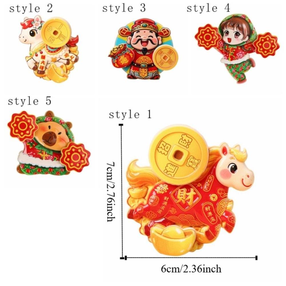 3D Вращающиеся Магниты на Холодильник Мультяшные Традиционный Новый Год Магнитная Наклейка Ручной Работы Бог Богатства Счастливая Магнитная Наклейка