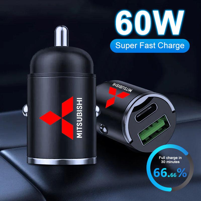 jbvr8 1PCS Phone Hidden Fast Charging Convert Plug Car Charger USB Type C Emblem For Mitsubishi ASX Lancer 10 Pajero Outlander L200