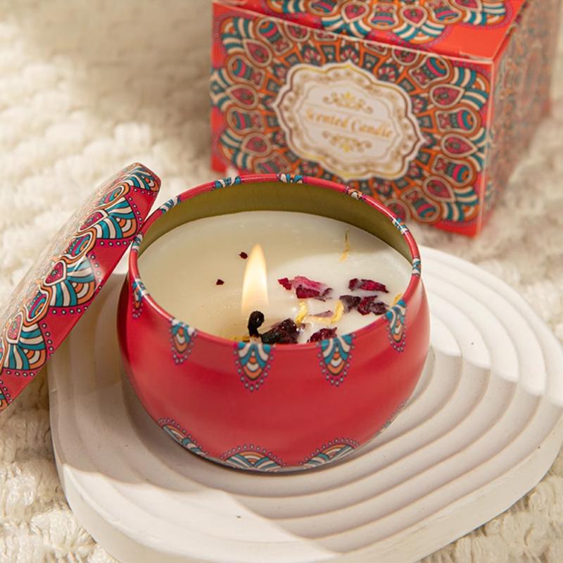 Candle Set Soy Wax Essential Oil Dried Floral Scented Candle Gift Set Wedding Birthday Gift Home Decoration Air Purification