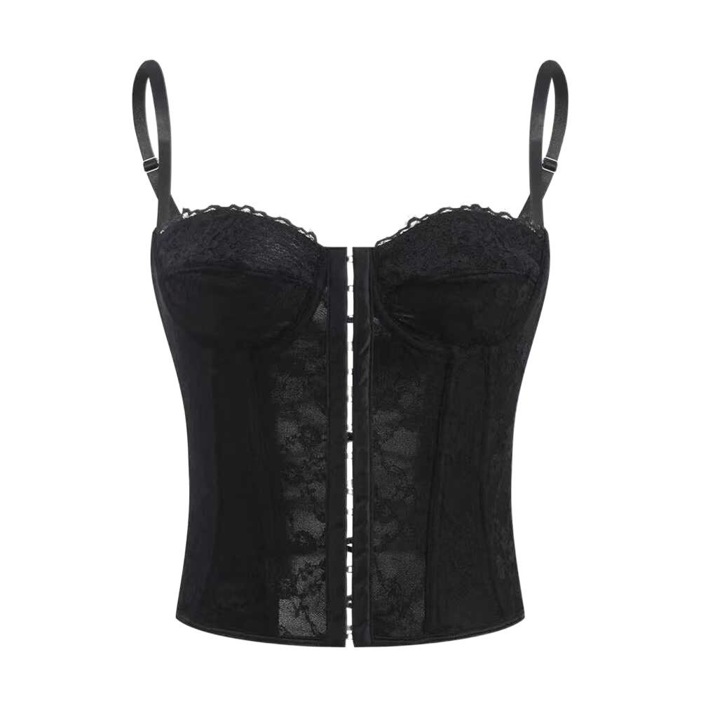 Sleeveless Lace Corset Hollow Suspender Vest Spicy Girl Style Lace Camisole  Ladies