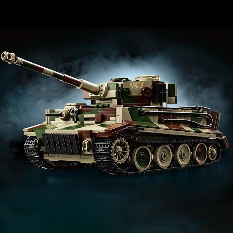 Боевая бронированная машина 1:28 Танк Тигр MOC Строительные Блоки Модель Образовательные DIY Кирпичики Армейские Игрушки Взрослые Рождественские Подарки 1603 шт.
