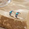 925 Sterling Silver Turquoise Celtic Knot Oxidized Ear Cuffs For Women No Piercing Ear Cuffs Wide Ear Lobe Cuff Viking Ear Cuff For Women Men