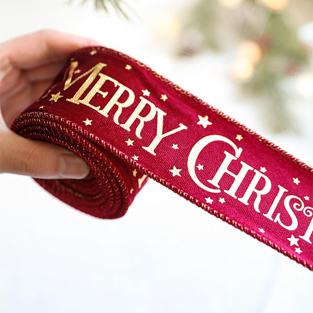 Мерцающая фольгированная рождественская лента Золотая элегантная атласная лента Упаковка подарков/Украшение рождественской елки/Гирлянды Лента для украшения упаковки и рукоделия