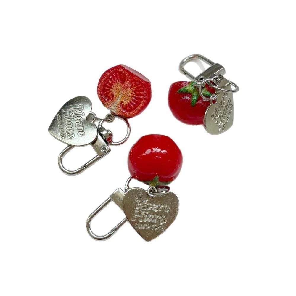 Red Fruit Key Chain Realistic 3D Resin Key Ring Cute Tomato Bag Charm Holiday Party
