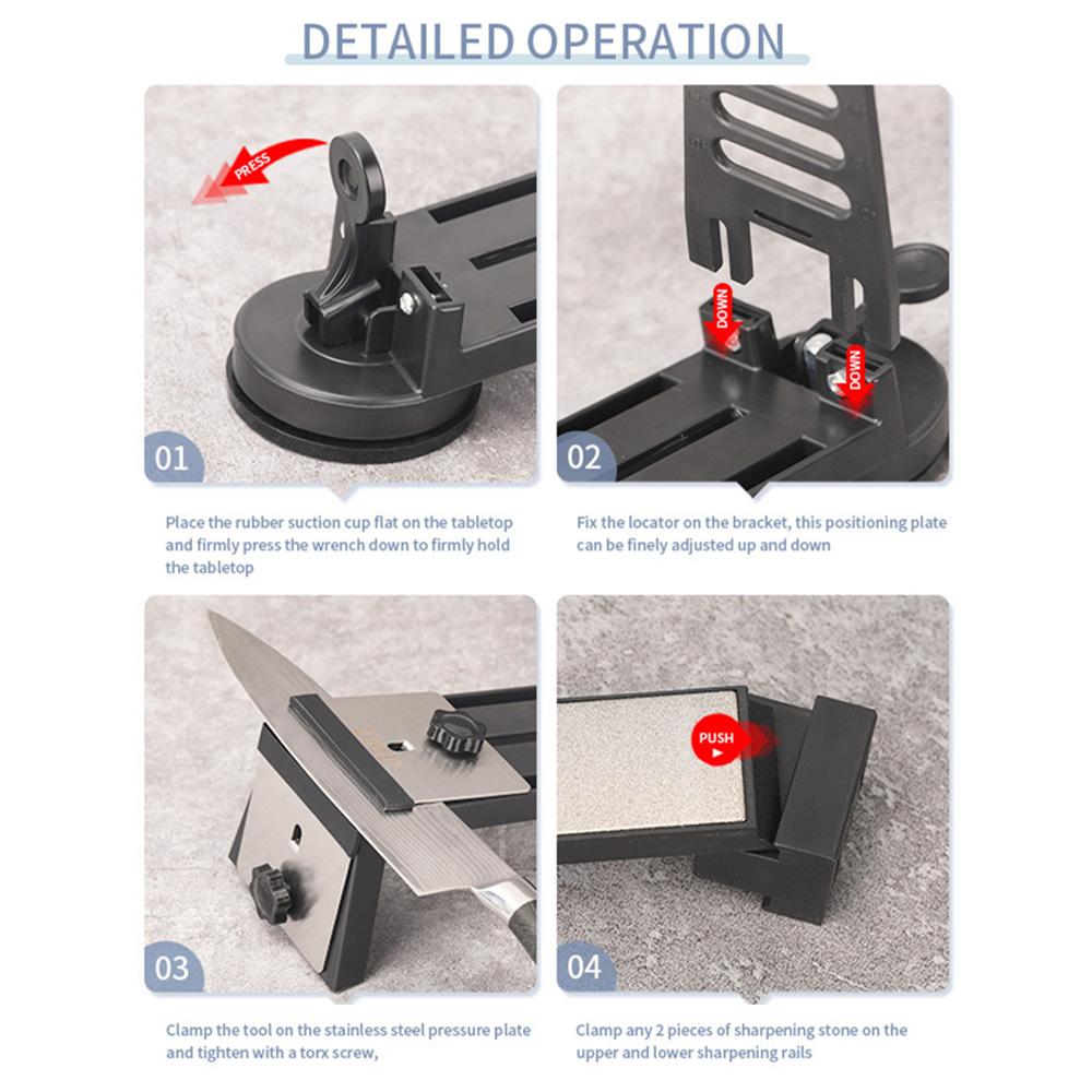 Fixed-angle Knife Sharpener Kit Knife Grinder Professional Fine Medium Coarse 4 Sharpening Stones 120# 320# 600# 1500# for Knife Scissors