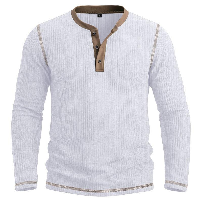 Мужская рубашка-henley с длинным рукавом, повседневный топ на осень-зиму