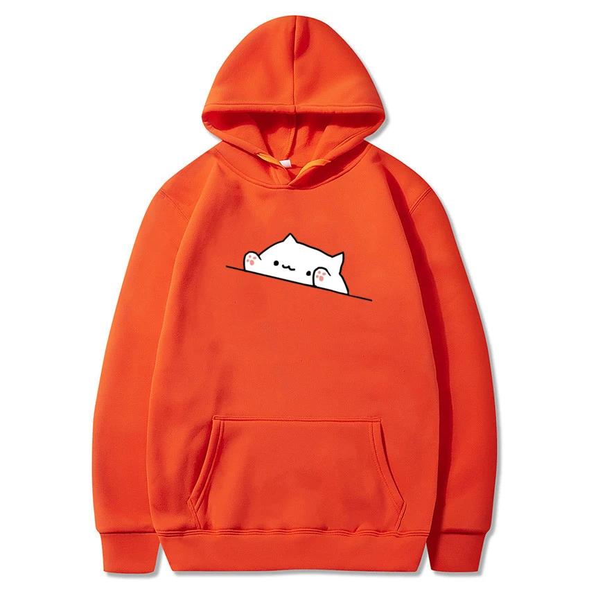 Женские толстовки с капюшоном, симпатичные повседневные толстовки с принтом мультяшного кота, модные свободные пуловеры в корейском стиле с капюшоном, уличные топы