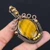 Tiger Eye Gemstone Pure Copper Wire Wrapped Handmade Pendant Jewelry For Gift