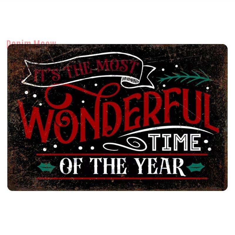 Retro Merry Christmas Metal Wall Decor Vintage Christmas Bakery Metal Sign for Gift Bar Club Cafe Room Decoration WY