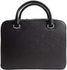 Small Business Bag Mini Briefcase Genuine Leather Saffiano Leather Lightweight Compact Minimal Tablet File Storage Bag 21 Black Men's