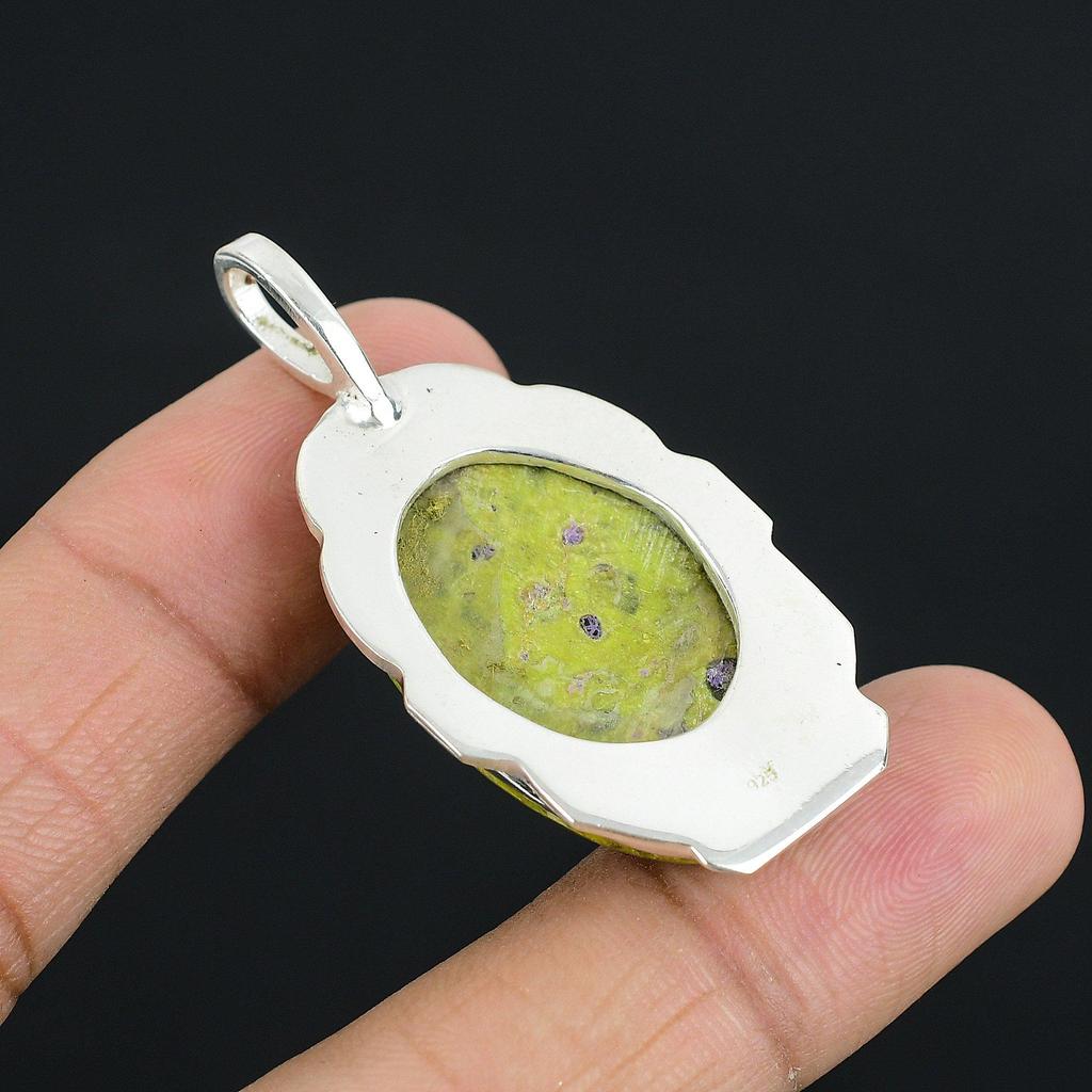 Атлантисит Драгоценный камень ручной работы Стерлинговое серебро 925 пробы Ювелирный кулон Овальный драгоценный камень Ювелирные изделия Кулон ручной работы Подвеска из натурального драгоценного камня для подарков