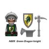 Набор MOC «Средневековый замок, Зеленый дракон, Рыцарь, Фигурки, Конь, Древний римский солдат, Оружие, Щит, Боевой конь», Игрушки для мальчиков, Подарок K149