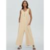 Женский однотонный повседневный комбинезон без рукавов с карманами и подтяжками.