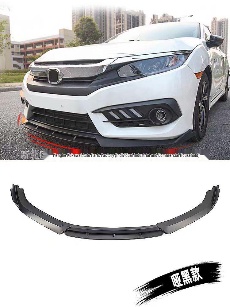Передний сплиттер кузовного обвеса для Honda Civic 2016-2020 (4 шт)