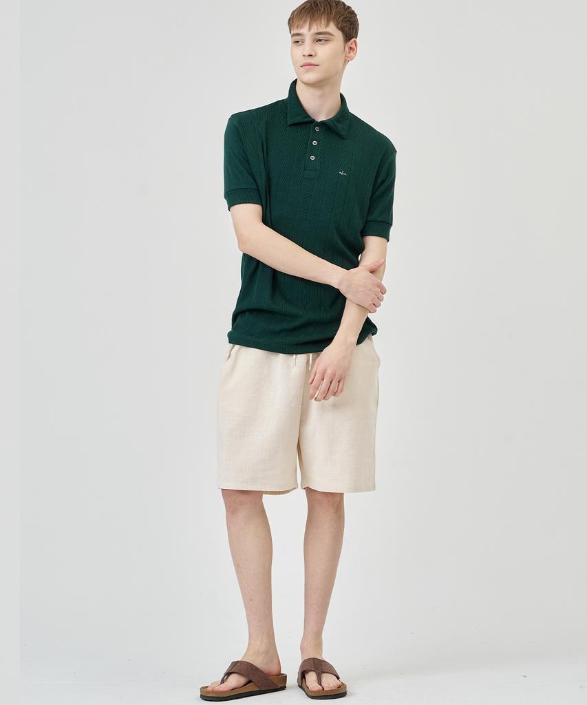 THE-ABON Terry Cotton Wide Half Pants Ivory